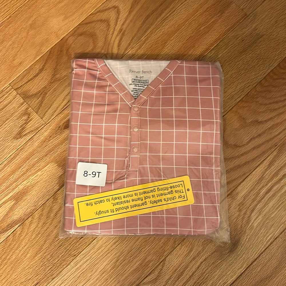 Forever French Bamboo two piece pajama cotton candy grid size 8-9